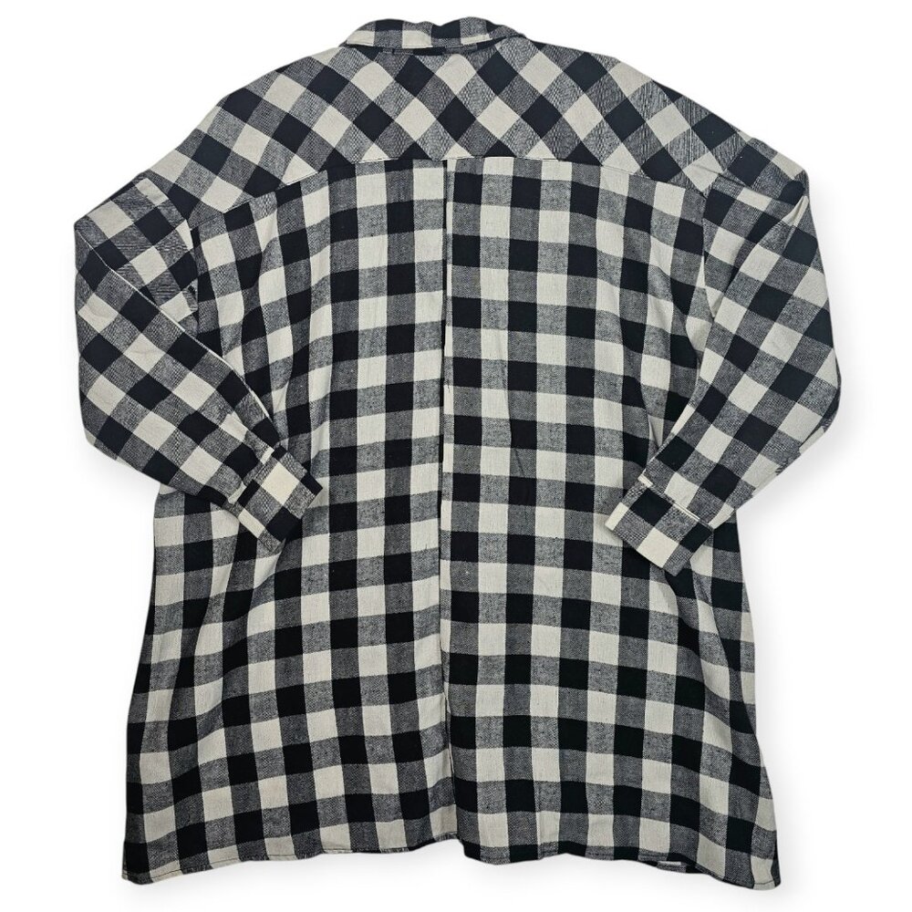 Hyfve Black & White Buffalo Plaid Button-Up Shirt S Oversized Long Sleeves - Picture 2 of 7